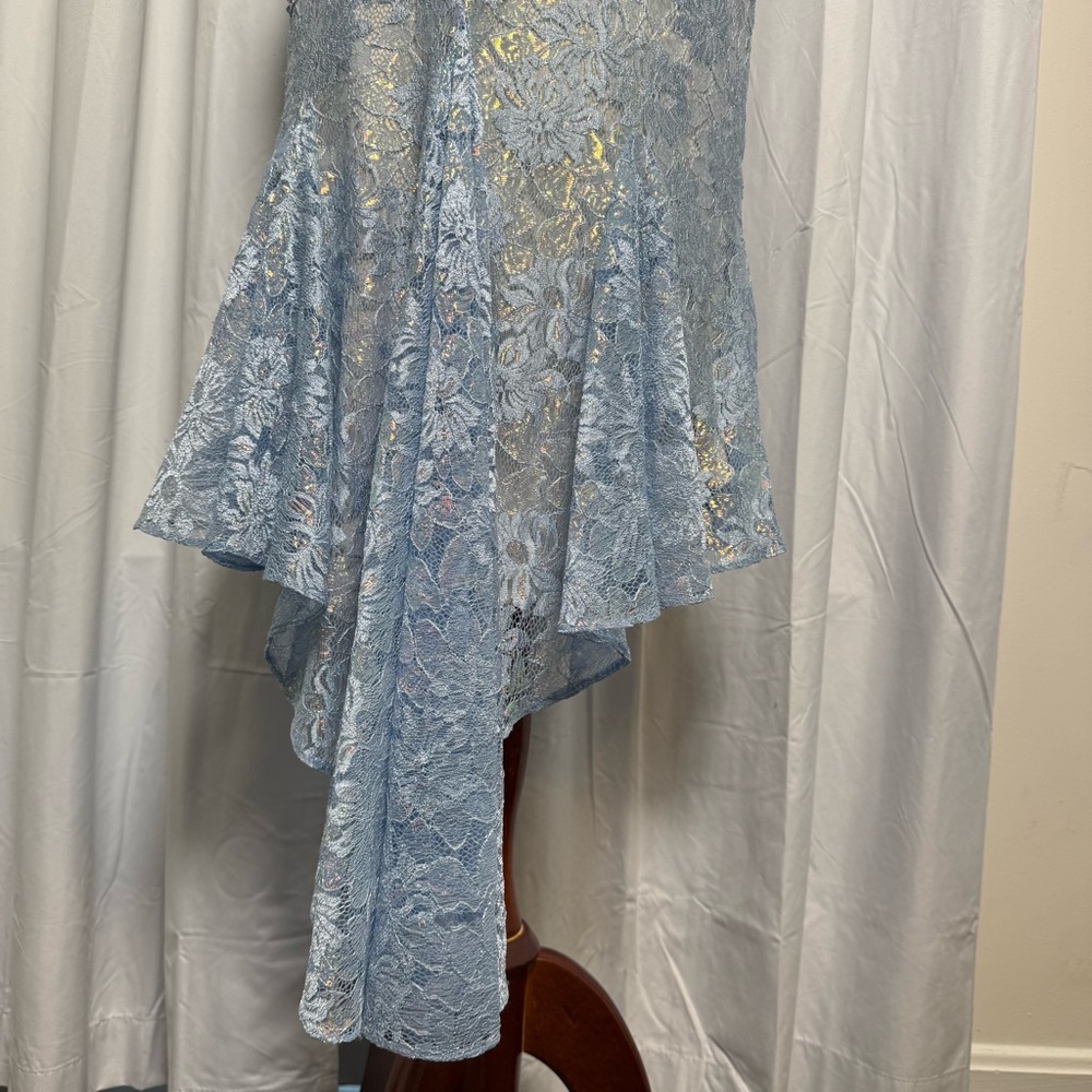 Mac Duggal One Shoulder Lace Beaded Dress Blue Corset Formal Prom Size 4 - Picture 13 of 16
